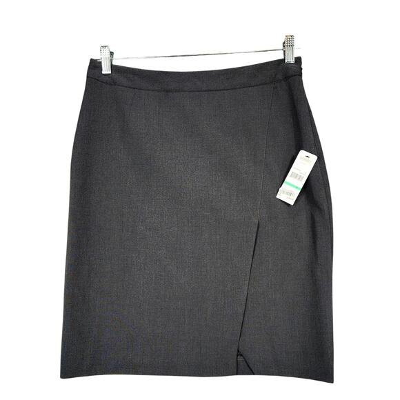 Laundry Shelli Segal Pencil Skirt 8 Women Charcoal Gray 30x22 Stretch Zip NEW - Picture 1 of 12